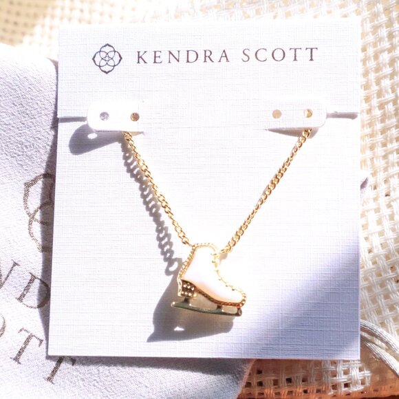 Kendra Scott Ice Skate White Mother-of-Pearl Necklace - Gold - Picture 1 of 2
